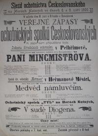 Kutná Hora, Sjezd ochotnictva českoslovanského, veřejné zápasy, 1900 - plakát