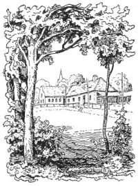 Budova prvního LD Sokola Vinohrady na letním cvičišti u vodárny.