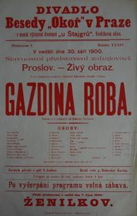 Praha-Nové Město, Beseda Okoř, Gazdina roba - plakát, 1900