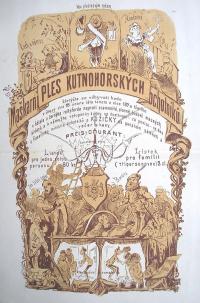 Kutná Hora, Maškarní ples kutnohorských ochotníků, 1873 - plakát ilustrovaný