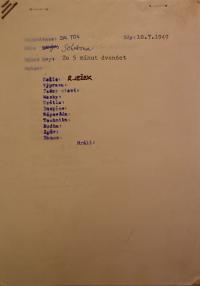 Dobruška, ZK TOS, Za pět minut dvanáct, kartotéka her,  1949