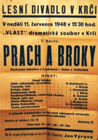Praha-Krč, Vlast, Prach a broky - plakát, Lesní divadlo Krč, 1948