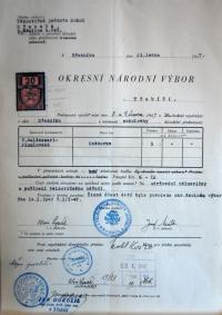 Třebíč, Okresní národní výbor, povolování představení, 1947