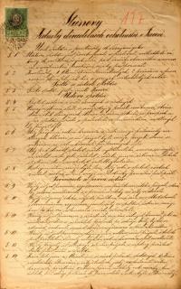 Pacov, Jednota divadelních ochotníků, spolkové stanovy, 1887