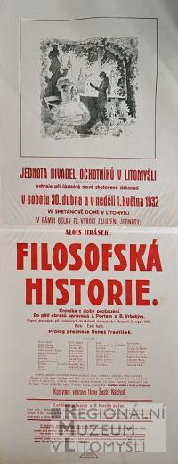 Litomyšl, JDO, Filosofská historie - plakát, 1932