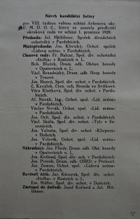 Pardubice, Spolek divadelních ochotníků, Korespondence, 1930