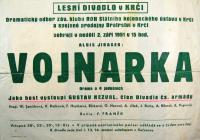 Praha-Krč, Dram. odb. ZK ROH St. kojeneckého ústavu a spoj. prodejny Bratrství, Vojnarka - plakát, v Lesním divadle v Krči, 1951