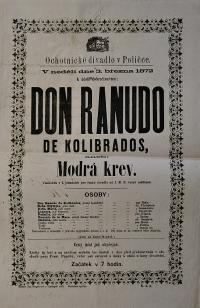 Polička, Ochotníci, Don Ranudo de Kolibrados - plakát, 1872