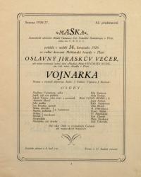 Plzeň, Maska, Vojnarka – plakát, 1926