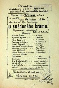 Praha-Žižkov, Vojan, U snědeného krámu - plakát, 1934