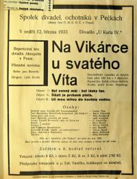 Pečky, Tyl, Na Vikárce u svatého Víta - plakát, 1933