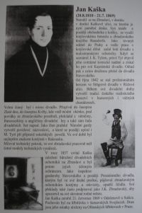 Kaška Jan, panel z výstavy ve Zbraslavi, životopis+obr..