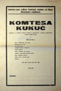 Rusko, Informačně - osvětový odbor československého vojska na Rusi, divadelní oddělení, Komtesa Kukuč - plakát, s. a.