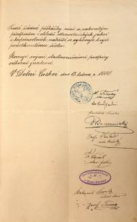 Dolní Cerekev, Spolek divadelních ochotníků, kontrola hostince Hynka Třeského pro divadelní představení, 1900