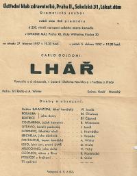 Praha, Ústřední klub zdravotníků, Lhář - plakát, 1957
