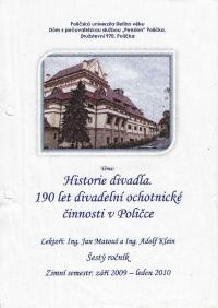 Polička, Poličská univerzita třetího věku 2009/10, Matouš, Jan a Klein, Adolf: 190 let divadelní činnosti v Poličce, tit. strana, 2009