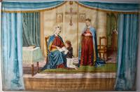 Borovany, LD Orla, opona Vyučování sv. Václava, autor neznámý, asi 1924, Dům s pečovatelskou službou