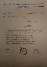 Polička, Družstvo pro vystavění divadla, volba funkcionářů, 1937