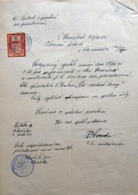 Benešov, Mošna, žádost o povolení hry, 1942