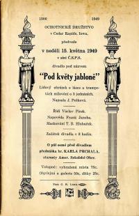 Cedar Rapids, Ochotnické družstvo, Pod květy jabloně - program, 1949