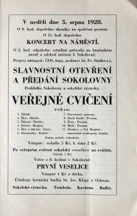 Velká Bíteš, Sokol, Pamětzní spis k otevření sokolovny, 1928