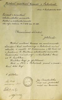 Jihlava, Okresní úřad Jihlava, žádost o povolení divadelního představení, 1937