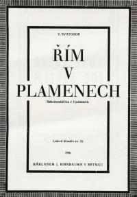 Brtnice, obálka knihy Řím v plamenech, 1926
