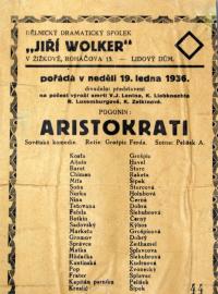 Praha-Žižkov, Wolker, Aristokrati - plakát, 1936