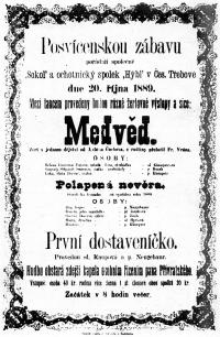 Česká Třebová, DS Hýbl, Medvěd, nejstarší dochovaný plakát, 1889