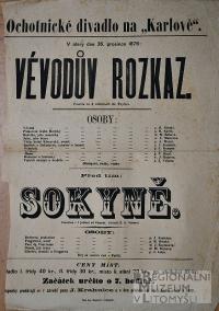 Litomyšl, JDO, Vévodův rozkaz - Sokyně - plakát, 1876