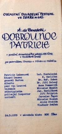 Havlíčkův Brod, OÚNZ, Dobrou noc Patricie, 1959