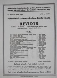 Roudnice nad Labem, Hálek, Revizor - plakát,  1913
