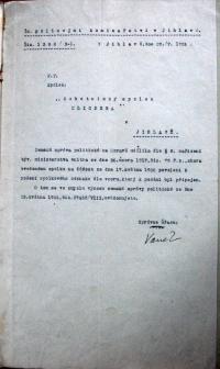 Jihlava, Klicpera, korespondence spolku,spolkové stanovy, 1926