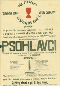 Březové Hory, Karel Havlíček Borovský, Psohlavci - plakát, 1921