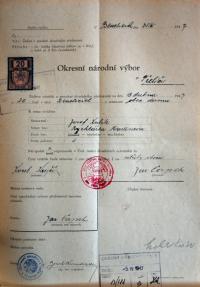 Třebíč, Okresní národní výbor, povolování představení, 1947