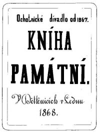 Dětenice, ochotníci, kniha památní, 1868, tit.str.