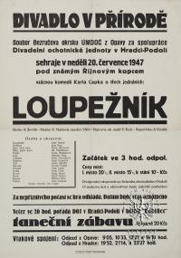 Opava, Bezručův okrsek, Hradec- Podolí, Divadelní jednota, Loupežník - plakát, 1947