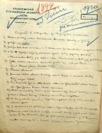 RŮT, Václav: Jičín, Akademická čtenářská jednota, DrO, podklad k Dějinám div. och. čs. V. Šteina-Táborského, s. 1, 193x