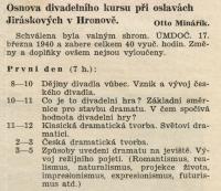 JH 1940, osnova divadelního kurzu