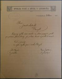 Litomyšl, Jednota divadelních ochotníků, Korespondence