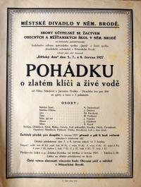 Havlíčkův Brod, SDO a učitelé a děti škol, Pohádka o zlatém klíči a živé vodě - plakát, 1927