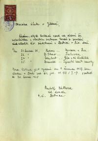 Jihlava, Okresní úřad Jihlava, žádost o povolení divadelního představení, 1938