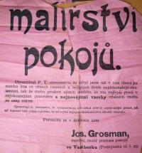 Vamberk, malíř pokojů Jos. Grosman, údajný autor opony pro Velké Losenice, leták
