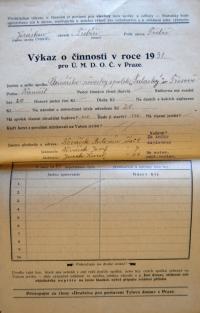 Třesov, Palacký, výkaz o činnosti souboru , 1931