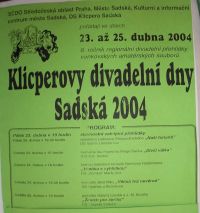 Sadská, Klicperovy divadelní dny 2004 - plakát s programem
