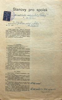 Štítné, Štítný, spolkové stanovy, 1925