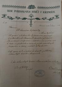 Káranice, Hasiči, Ze zápasů - Sluha pánem, 1903