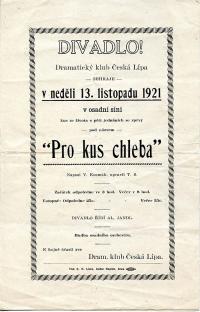 Cedar Rapids, Sokol, Pro kus chleba - program, 1921