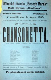 Praha-Malá Strana, Barák, Chansonetta - plakát, 1903