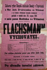 Vitiněves, NJS, Popovice, Hospodářsko-politická beseda, Flachsmann vychovatelemem - plakát, 1911